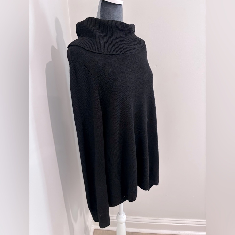 BCBGMAXAZRIA Merino Wool Black Cowl-Neck Sweater Size L